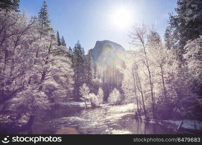 Early spring in Yosemite. Beautiful early spring landscapes in Yosemite National Park, Yosemite, USA