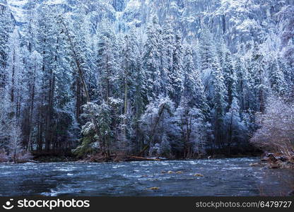 Early spring in Yosemite. Beautiful early spring landscapes in Yosemite National Park, Yosemite, USA