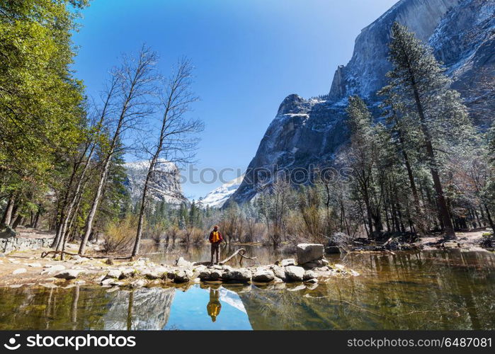 Early spring in Yosemite. Beautiful early spring landscapes in Yosemite National Park, Yosemite, USA