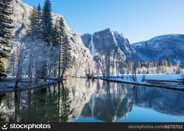 Early spring in Yosemite. Beautiful early spring landscapes in Yosemite National Park, Yosemite, USA