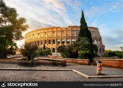 Early sunrise over the Coliseum in Rome