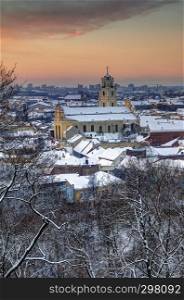 Early winter morning at Vilnius. St. Johns church