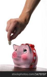 earn Coin box pink pig and hand