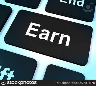 Earn Computer Key Showing Working And Earning. Earn Computer Key Shows Working And Earning