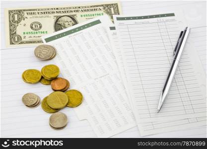 earning money and expenses, tip chart and paperwork