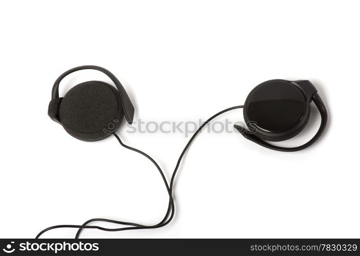 Earphones on a white background