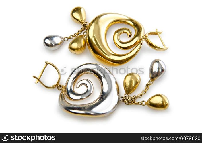 Earrings isolated on the white