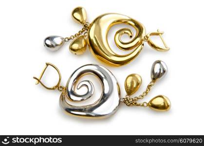 Earrings isolated on the white