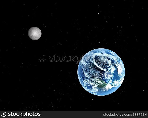 earth and moon in space