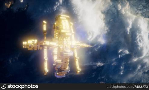 Earth and Spacecraft. Earth and Spacecraft. space ship over the earth
