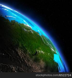 Earth continent 3d rendering space. Earth continent. Elements of this image furnished by NASA 3d rendering. Earth continent 3d rendering space
