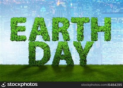 Earth day concept with green letters - 3d rendering