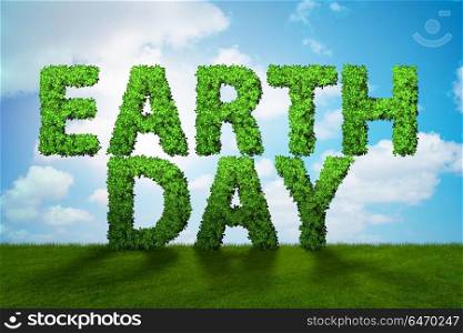 Earth day concept with green letters