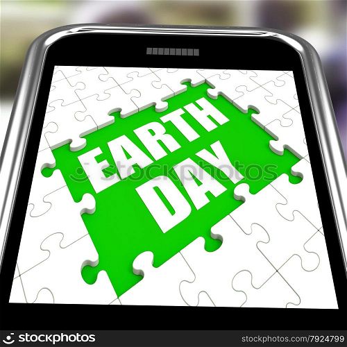 . Earth Day Smartphone Showing Conservation And Environmental Protection