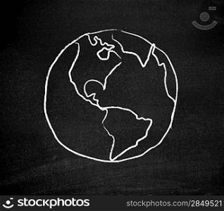 Earth drawn on a blackboard
