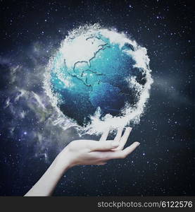 Earth globe against starry backgrounds, environmental concept