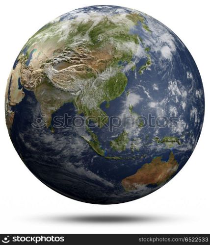 Earth globe - Asia and Oceania 3d rendering. Earth globe - Asia and Oceania. Elements of this image furnished by NASA 3d rendering. Earth globe - Asia and Oceania 3d rendering