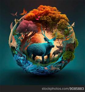 Earth globe ball. Saving environment, save planet and ecology. Generative AI
