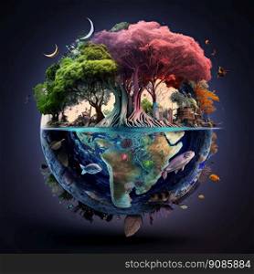 Earth globe ball. Saving environment, save planet and ecology. Generative AI