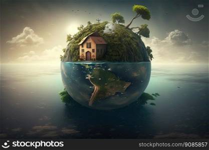Earth globe ball. Saving environment, save planet. Generative AI