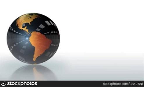 Earth Globe shiny metallic rotating,looping