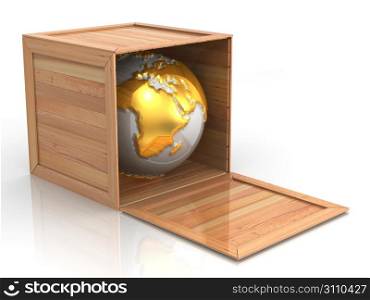 Earth in crate. 3d