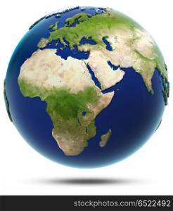 Earth model - Africa and Eurasia 3d rendering. Earth model - Africa and Eurasia. Elements of this image furnished by NASA 3d rendering. Earth model - Africa and Eurasia 3d rendering