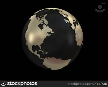 Earth model over black background