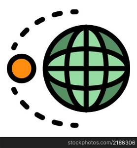 Earth moon gravity icon. Outline earth moon gravity vector icon color flat isolated. Earth moon gravity icon color outline vector