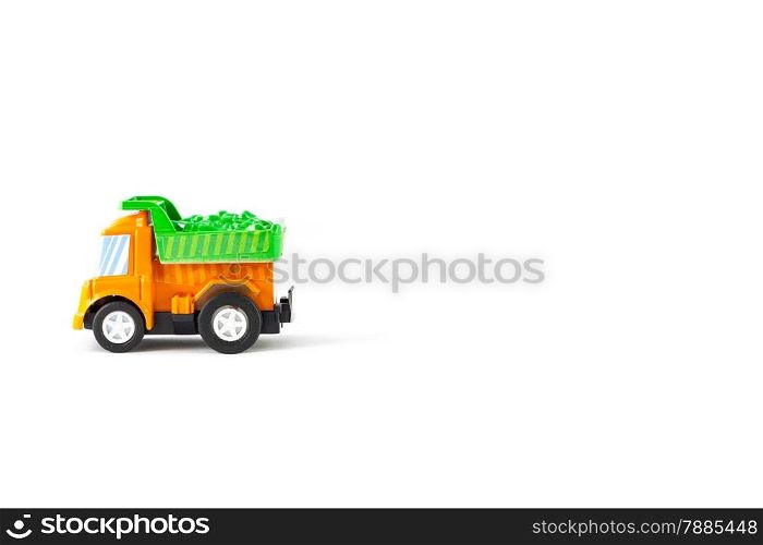 Earth moving toy. Orange and Green truck.