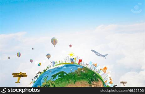 Earth planet background. Earth planet with city concepts. Elements of this image are furnished by NASA