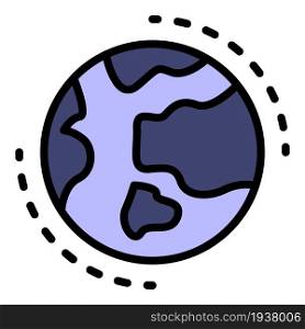 Earth planet icon. Outline earth planet vector icon color flat isolated. Earth planet icon color outline vector