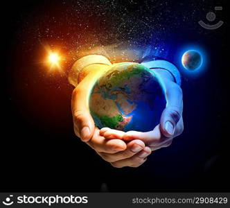 Earth planet in hands