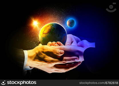 Earth planet in hands