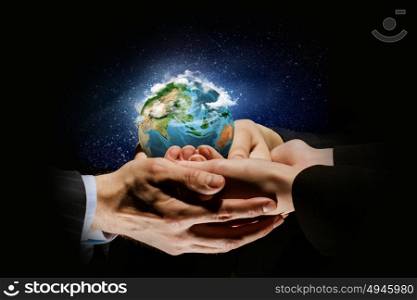 Earth planet in hands. Let&rsquo;s save our planet earth. Ecology concept. Elements of this image are furnished by NASA