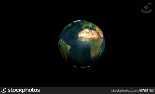 Earth rotating against black, Alpha, loop