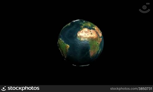 Earth rotating against black, loop