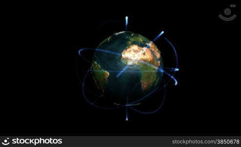 Earth rotating and Lights against black