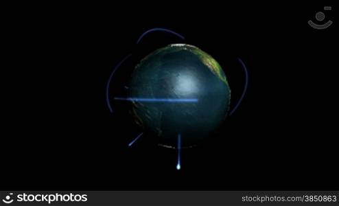 Earth rotating and Lights against black, Alpha