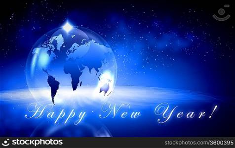Earth symbol of the new year on our planet. Happy New Year and Merry Christmas