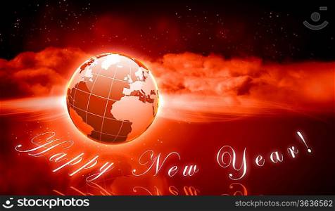 Earth symbol of the new year on our planet. Happy New Year and Merry Christmas