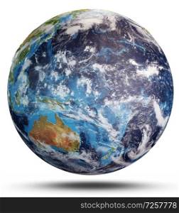Earth white isolated. Elements of this image furnished by NASA. 3d rendering. Earth white isolated. 3d rendering
