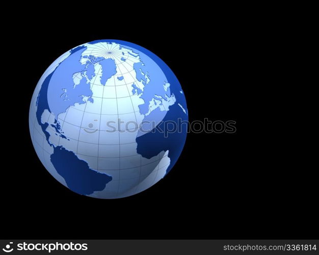 earth with extruded continents - 3d illustration