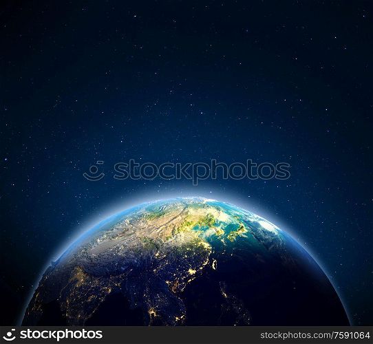 East Asia. Elements of this image furnished by NASA. 3d rendering. East Asia 3d rendering