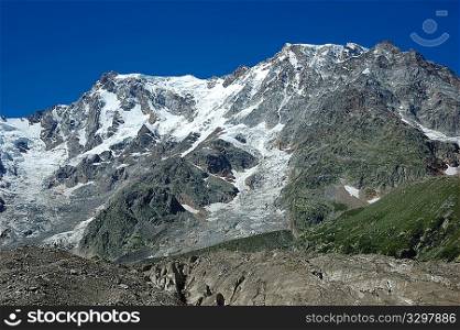 east face of Monte Rosa peak, west alps, Italy.