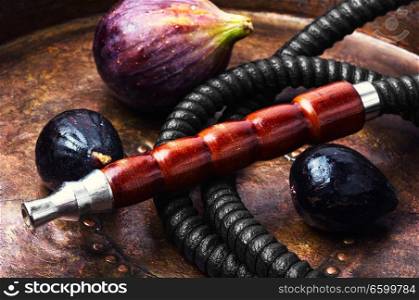 East shisha hookah with aroma figs for relax.Figs shisha.Smoking hookah.. Oriental shisha with figs
