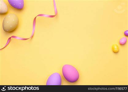 Easter background. Copy space. Top view