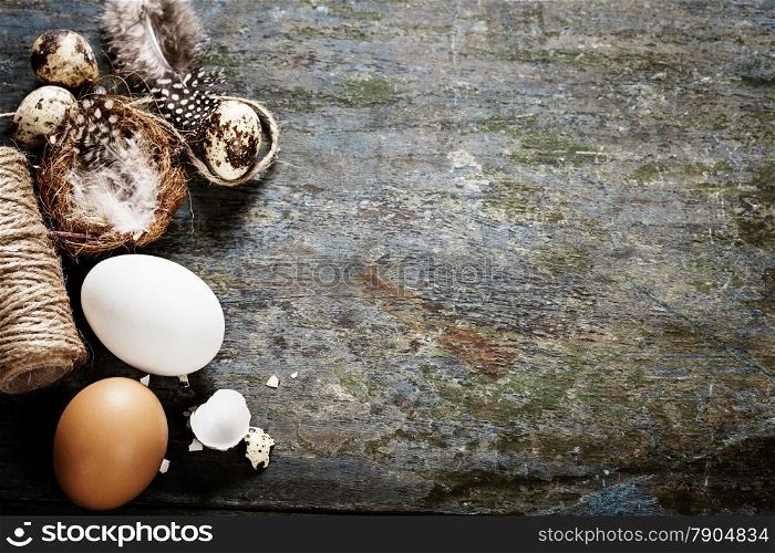Easter background with eggs and nest
