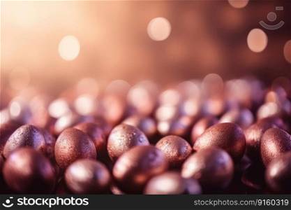 Easter background with soft bokeh lights and chocolate created with generative AI technology