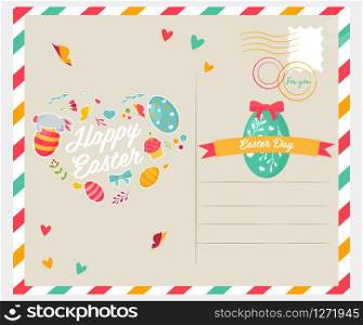 Easter bright postcard with holiday elements.. Easter bright postcard with holiday elements
